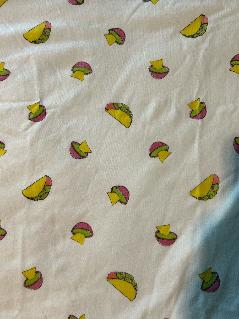 White Taco & Nacho Print Crop Top